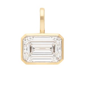 14K Bezel Emerald Cut Lab Grown Diamond Pendant