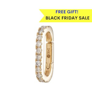 14K Solid Gold Diamond Enhancer Charm Pendant Lock, 14k Gold Charm Lock, Gold Charm Holder, Diamond Charm, black friday sale - (6-D4)