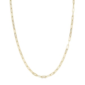 Collana con catena a graffetta in oro massiccio 14k, maglia a scatola