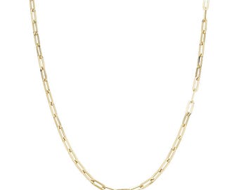 14k Paperclip Chain Necklace, 14k Gold Box Chain Necklace, Thick Chain Necklace, Christmas gift for her, Box Link Chain, Long Layering Chain