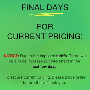 a green background with a sign that says final days for current pricing