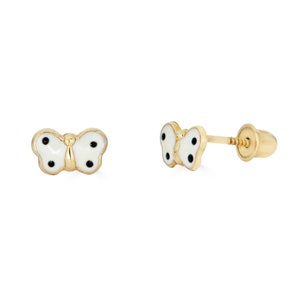 14K Small Butterfly Studs, 14k solid gold butterfly stud earrings, real gold earrings for girls, gift for girls, baby screw back earrings