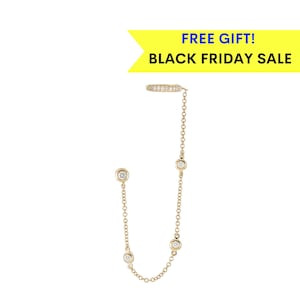14K ダイヤモンド イヤーカフ、14K ゴールド イヤーカフ、ゴールド イヤーカフ、ダイヤモンド スタッド イヤリング、ダイヤモンド チェーン イヤリング、ブラック フライデー、ピアス不要のイヤーカフ