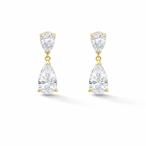 14K Double Pear Lab Diamond Drop Earring image 2