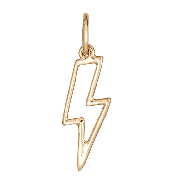14K Lightning Bolt Charm, Solid Gold Lightning Bolt Pendant, Solid Gold Charms for Necklaces, real gold fun charms, 14k unique charm, gift