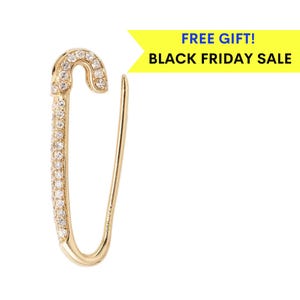 Pendiente de seguridad con diamante de 14 quilates, pendiente de seguridad con diamante de oro, pendiente de seguridad de oro auténtico, pendiente de cartílago, oferta del Black Friday, regalo de Navidad para ella