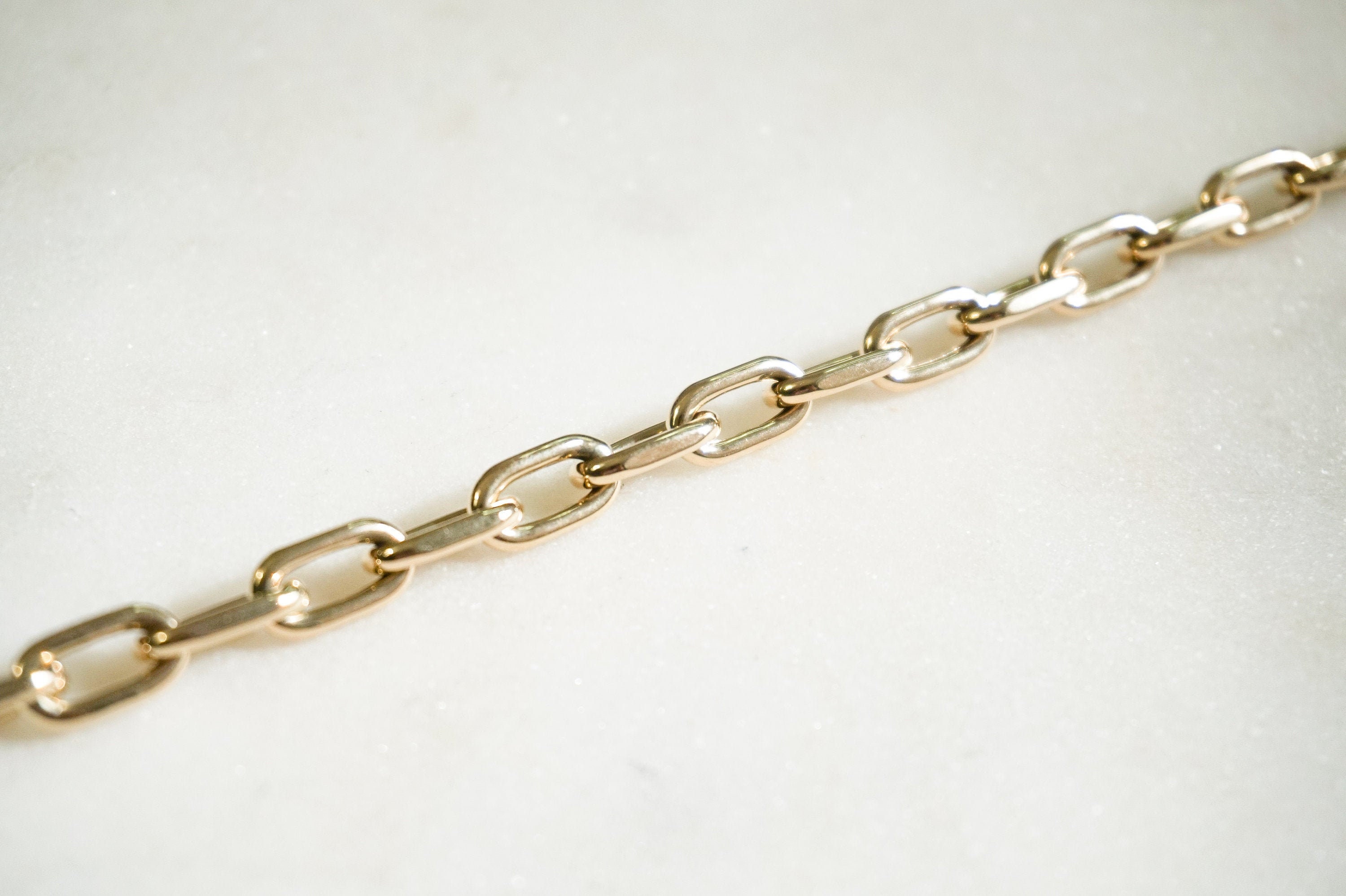 Thick Oval Link 14K Solid Gold Italian Chain Bracelet, Black Friday Sale, Large Link Bracelet, Stacking Bracelet, Box Chain Bracelet