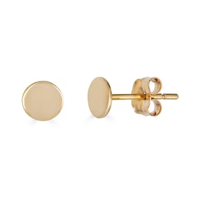14K Gold Stud Disc Earrings, solid gold everyday earrings, real gold stud earrings, 14k disc stud earrings, 2nd hole earrings, jewelry gift