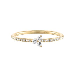 Anillo de tres diamantes en racimo de 14 quilates, anillo de oro auténtico, anillo apilable de diamantes de 14 quilates, anillo de compromiso de oro de 14 quilates, anillo de diamantes para regalar, anillo de diamantes auténticos para ella