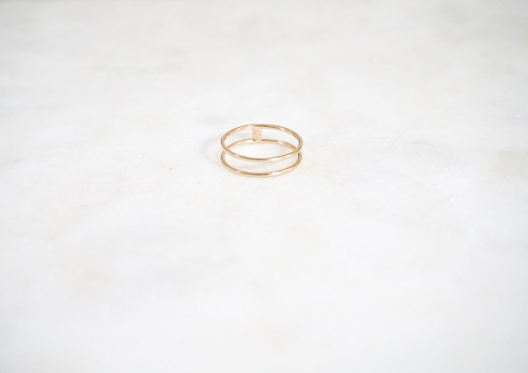 14k Gold Double Band Ring, Black Friday Sale, Midi 14k Gold Stackable