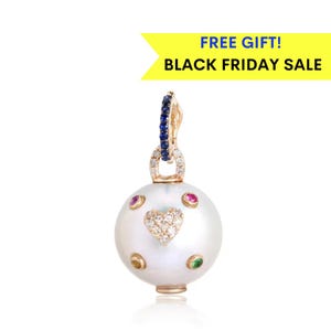 14K Perle Charme, Saphir Perle Charme, Diamant Perle Charme, Diamant Herz Charme, solide Goldperle Anhänger, Diamant Herz Anhänger, Geschenk für sie