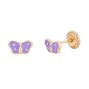 14K Small Butterfly Studs, 14k solid gold butterfly stud earrings, real gold earrings for girls, gift for girls, baby screw back earrings