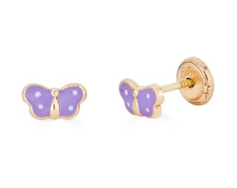 14K Gold Schmetterling Ohrstecker, Schraube zurück