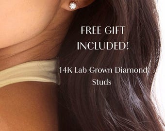 Diamond Stud Earrings, IGI Certified Diamond Studs - SHIPS IMMEDIATELY! 14K Lab Grown diamond studs, everyday diamond earrings, gift for her