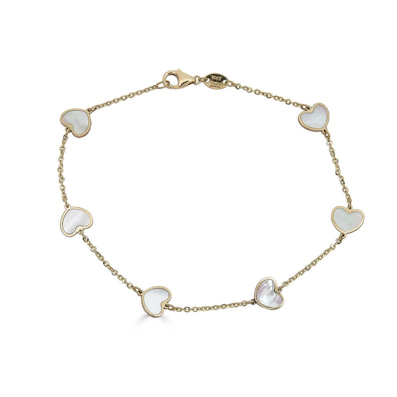 14k Gold Clover Bracelet Mother of Pearl Clover Bracelet 14k Etsy