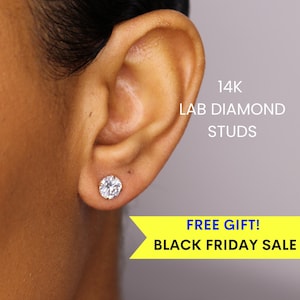 Diamond Stud Earrings, IGI Certified Diamond Studs - SHIPS IMMEDIATELY! 14K Lab Grown diamond studs, everyday diamond earrings, gift for her