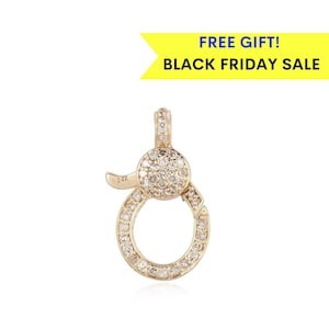 14K Round Diamond Lobster Lock, Diamond Charm Lock, Diamond Charm Gold, Large Diamond Lock, Diamond Enhancer Charm Lock, Everyday Jewelry