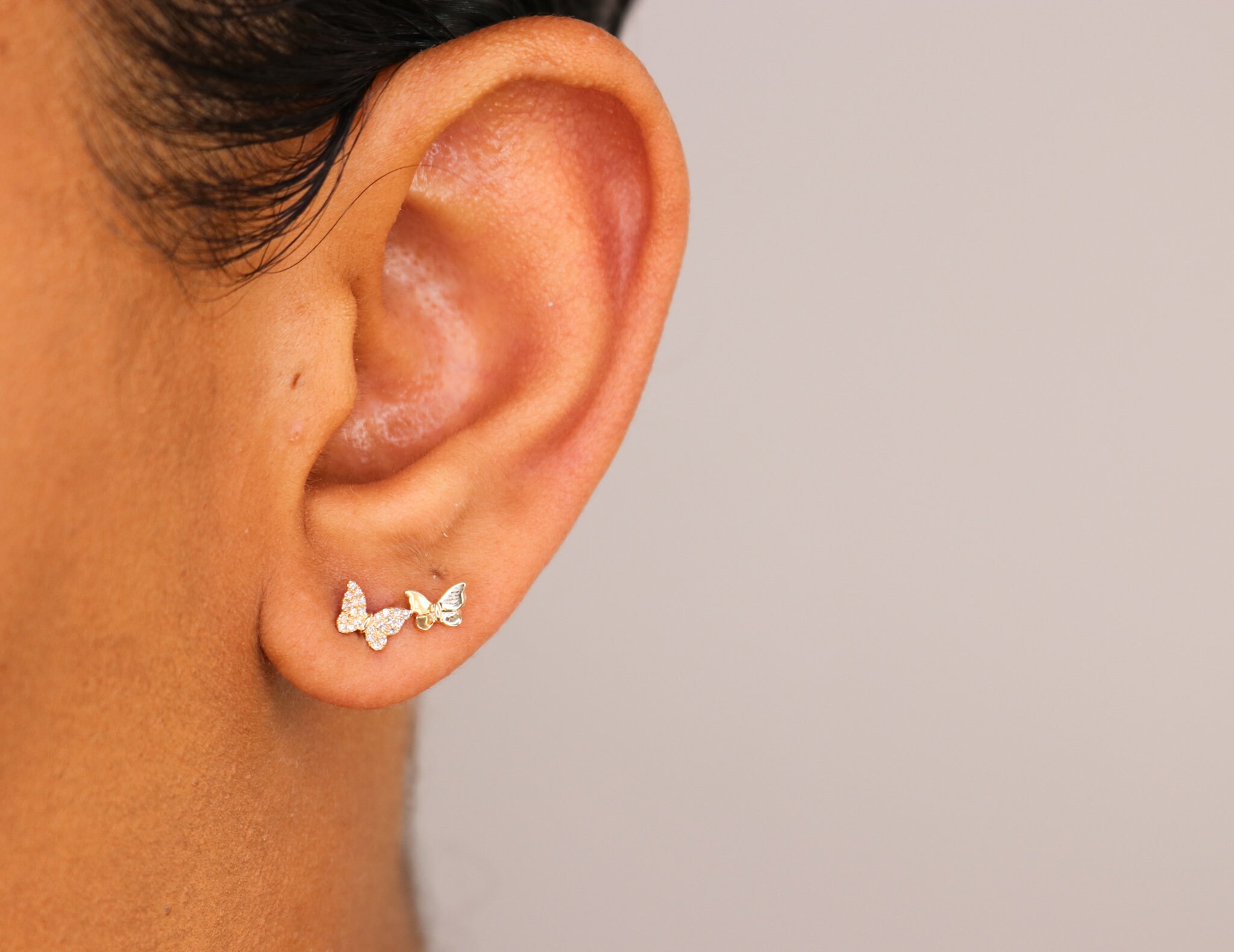 Butterfly diamond on sale stud earrings