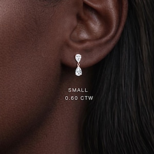 14K Double Pear Lab Diamond Drop Earring image 3