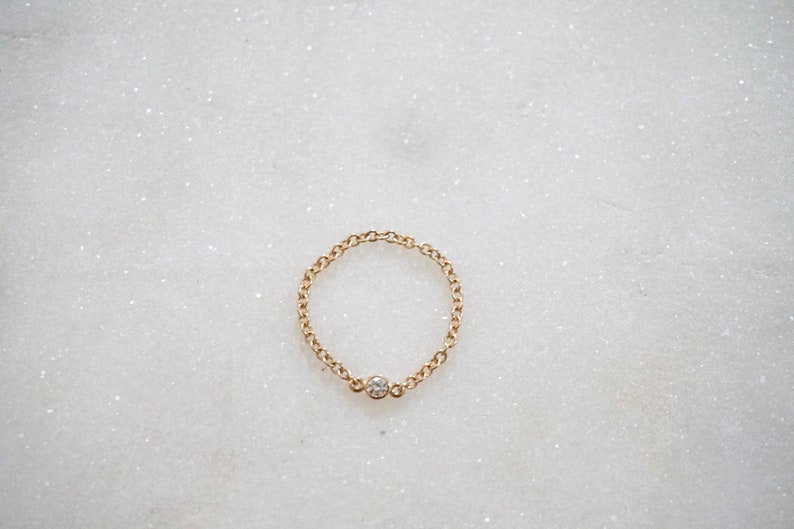 Diamond Chain Ring Solitaire Bezel Diamond Ring Black Friday Etsy