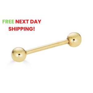 14G Barbell, 14K Tongue Barbell, Real Gold Barbell Jewelry, Solid Gold Barbell, 14 Gauge Barbell, Solid Gold Tongue Ring, Body Piercing