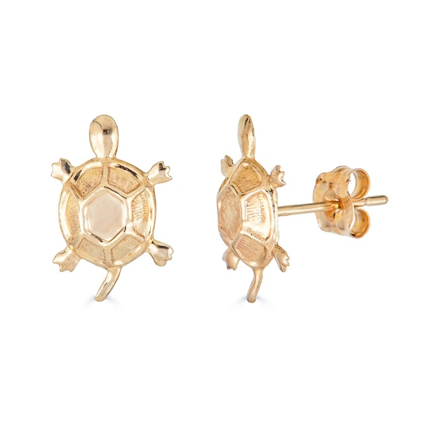 14K Gold Turtle Stud Earrings, Solid Gold Turtle Earrings, Turtle Lover Gift, Earrings for Girls, Gift for her, Solid Gold Turtle Earrings