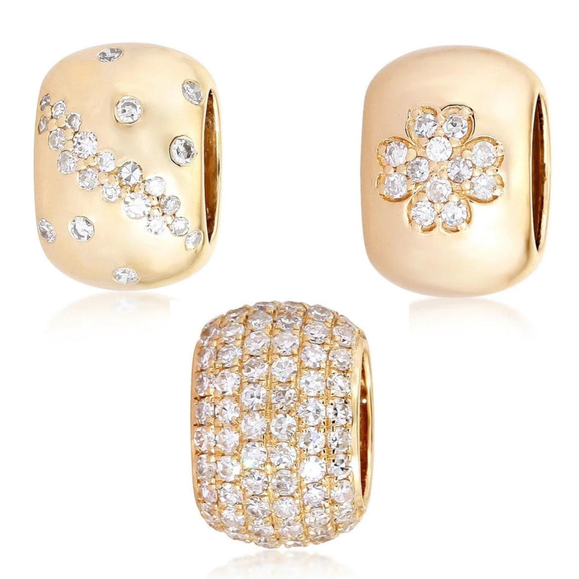 Bead Enhancer 14K Large Diamond Bead Spacer, Diamond Connector Bead Spacer, Diamond ...