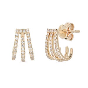 14k Diamentowe Kolczyki w Klatce, 14k Codzienne Kolczyki, Złote Diamentowe Kolczyki w Klatce, 14k Prawdziwe Złote Kolczyki, Prezent Biżuteryjny Dla Niej, Prezent Dla Niej