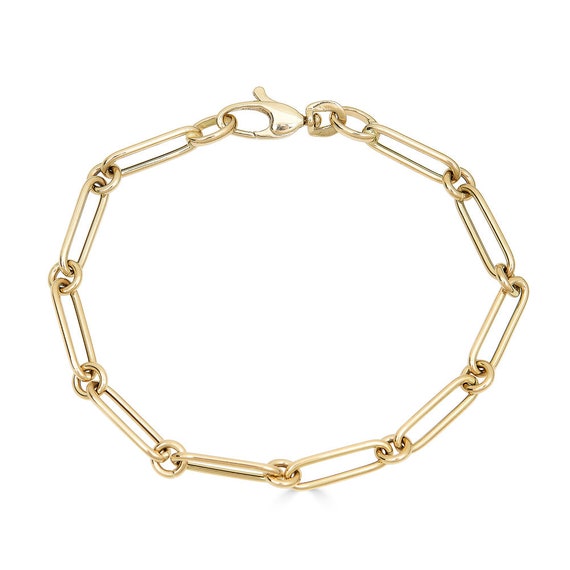 14k Gold Box Chain Bracelet Thick Chain Bracelet Layering | Etsy