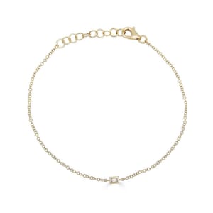 14k gouden diamanten baguettearmband, diamanten ring, sierlijke diamanten armband, diamanten solitaire, minimalistische sieraden, zwarte vrijdag (7-A3)