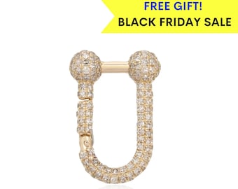 14K Gold Diamond Charm Clasp, Enhancer Pendant Lock