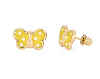 14K Solid Gold Schmetterling Ohrstecker, Ohrringe