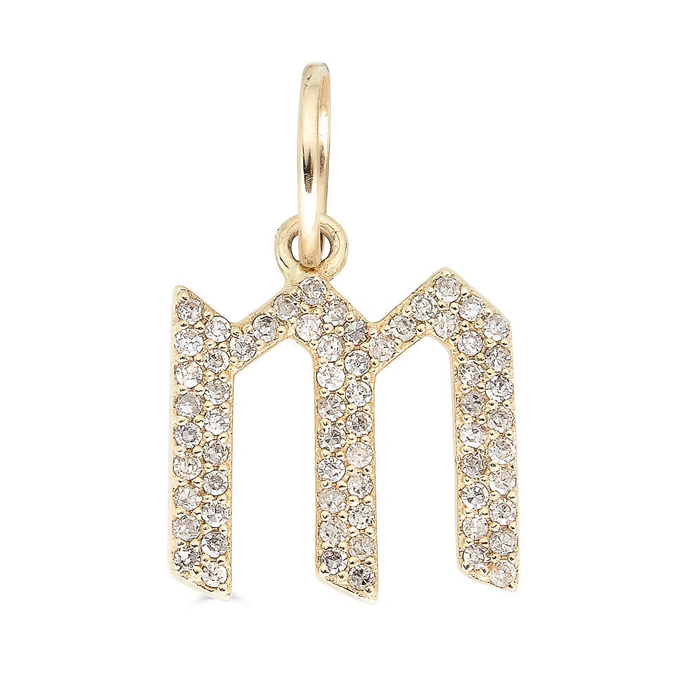 14k Gothic Letter Necklace Gold Initial 