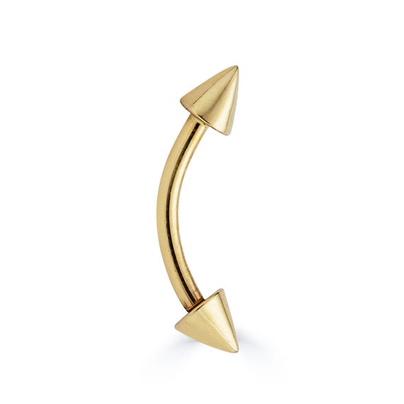 14K Curved Barbell, 16g Curved Barbell, Solid Gold Eyebrow