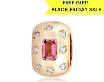 14K Diamond Emerald Bead Spacer, Solid Gold Beads, Diamond Butterfly Bead, Diamond Enhancer Charm, Emerald Beads, 14K Diamond Charm Necklace