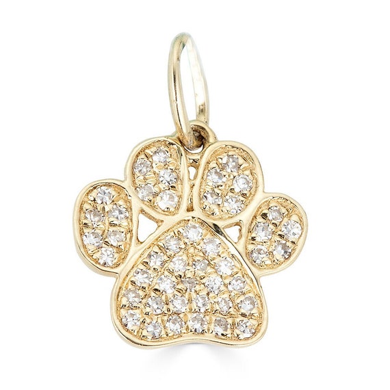 Buy 25mm Dog Paw/genuine 0.15ct Burnish Set Diamond Necklace/gold and Diamond  Dog Paw/animal Lover Gift/paw Print Gold Necklace/unisex Jewelry Online in  India - Etsy