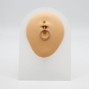 Piercing per ombelico a cerchio con zirconi cubici 14K, piercing per ombelico a cerchio in oro massiccio, piercing per ombelico rotondo in oro 14K, grazioso piercing per ombelico, piercing per ombelico in oro massiccio 14K, regalo