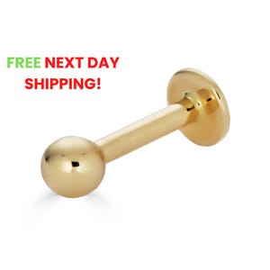 14G 14K Labret Stud, 14K Solid Gold Labret Piercing Earring, 14K Solid Gold Tragus Stud, Dainty Flat Back Labret Stud, Gift for her