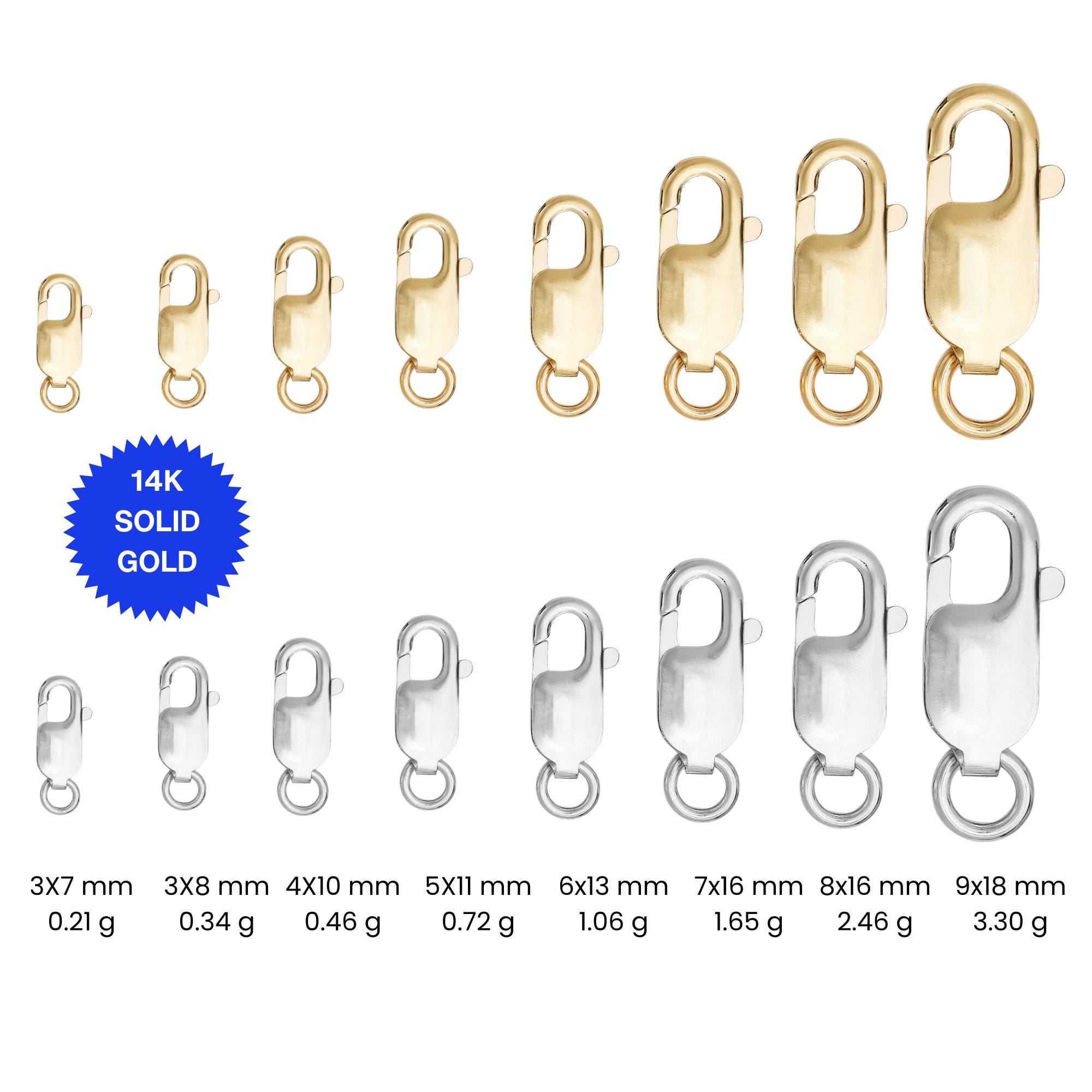 14K Solid Gold Lobster Lock, 14K Solid Gold Oval Lobster Clasp