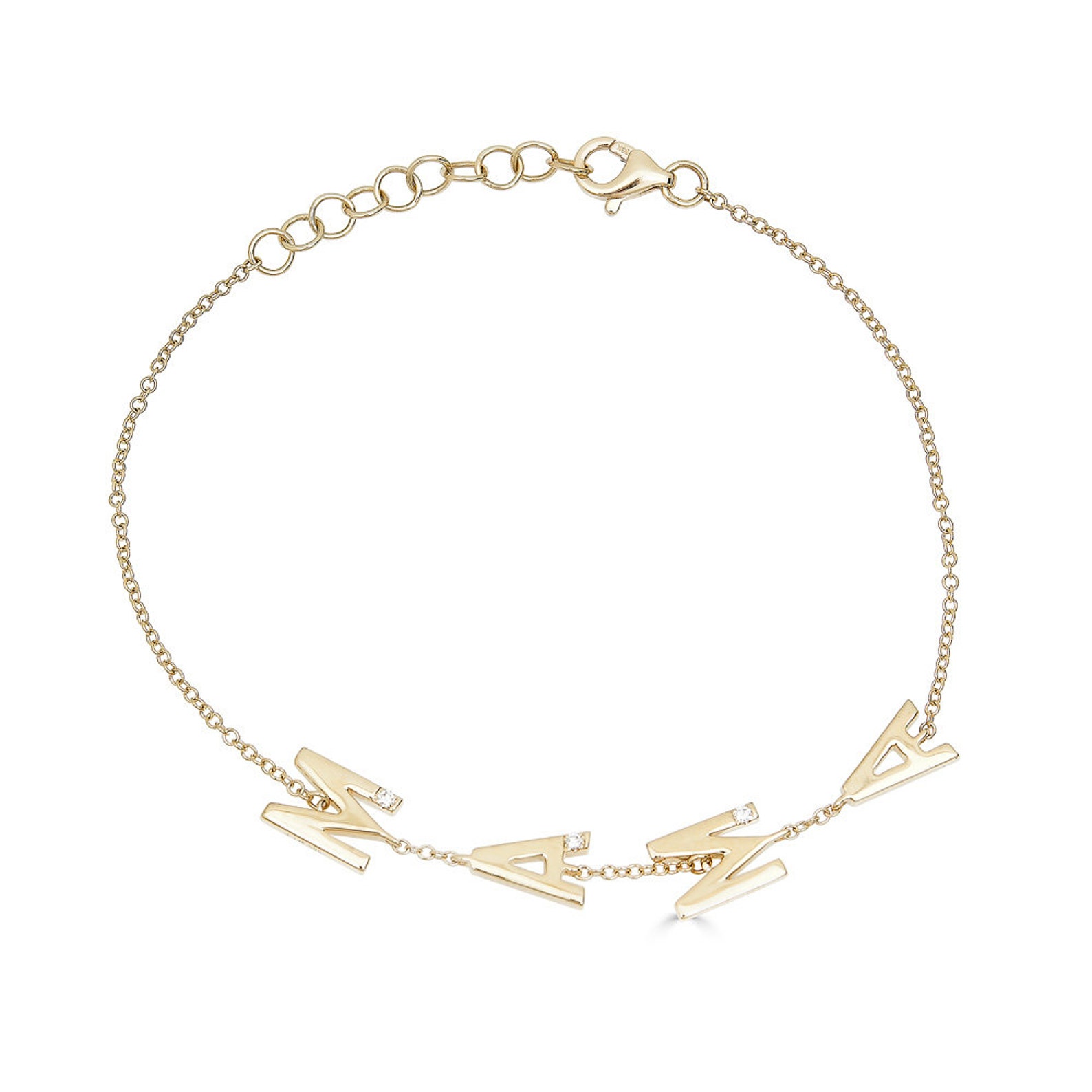 14k Gold Diamond Mama Bracelet Mom Bracelet Bracelet for Etsy