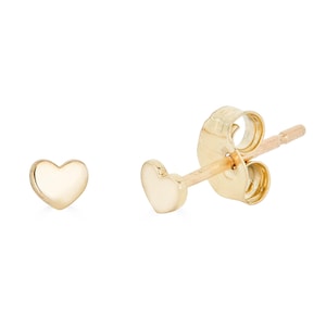 14K Gold Heart Stud Earrings, Small real gold heart stud earrings, 14k gold mini heart stud earrings, earrings for girls, gift for her