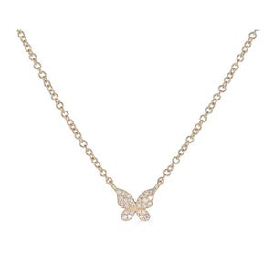 14k Gold Diamant Schmetterling Halskette, 14k Gold Layering Halskette, Schmetterling Halskette, Sommer Halskette, Weihnachtsgeschenk für sie, Geschenk für sie