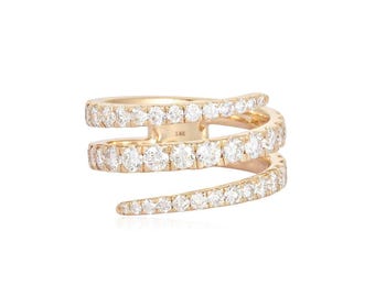14K Diamond Spiral Ring