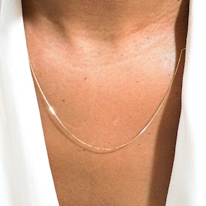14k Gold Box Chain Necklace, Thin Chain Necklace, Christmas gift for girlfriend, Gold Chain Necklace, Layering Necklace, Venetian box Chain