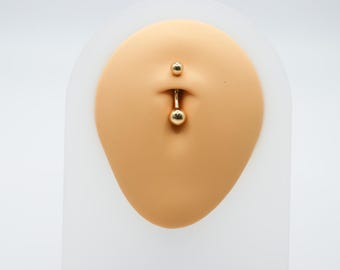 14K Solid Gold Belly Ring, Standard Barbell, Naval Jewelry