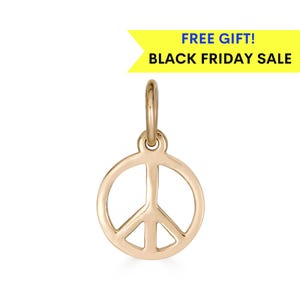 14K Peace Charm, Solid Gold Peace Sign Charm, real gold peace sign pendant, 14k sold gold love jewelry, gift for her, charms for necklace