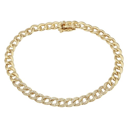 14k Gold 1/2 Diamond Cuban Link Bracelet Solid Gold Diamond - Etsy