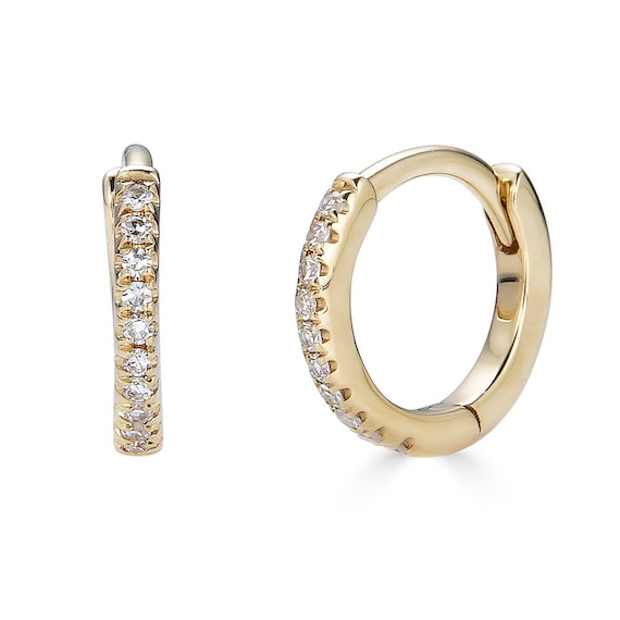 Small Gold Diamond Hoop Earring 18mm – RACHEL LYNN CHICAGO