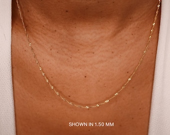14k Yellow Gold Diamond Cut Singapore Chain Necklace, Solid Gold Chain, Dainty Layering Chain, 14K Singapore Chain, Christmas gift for her