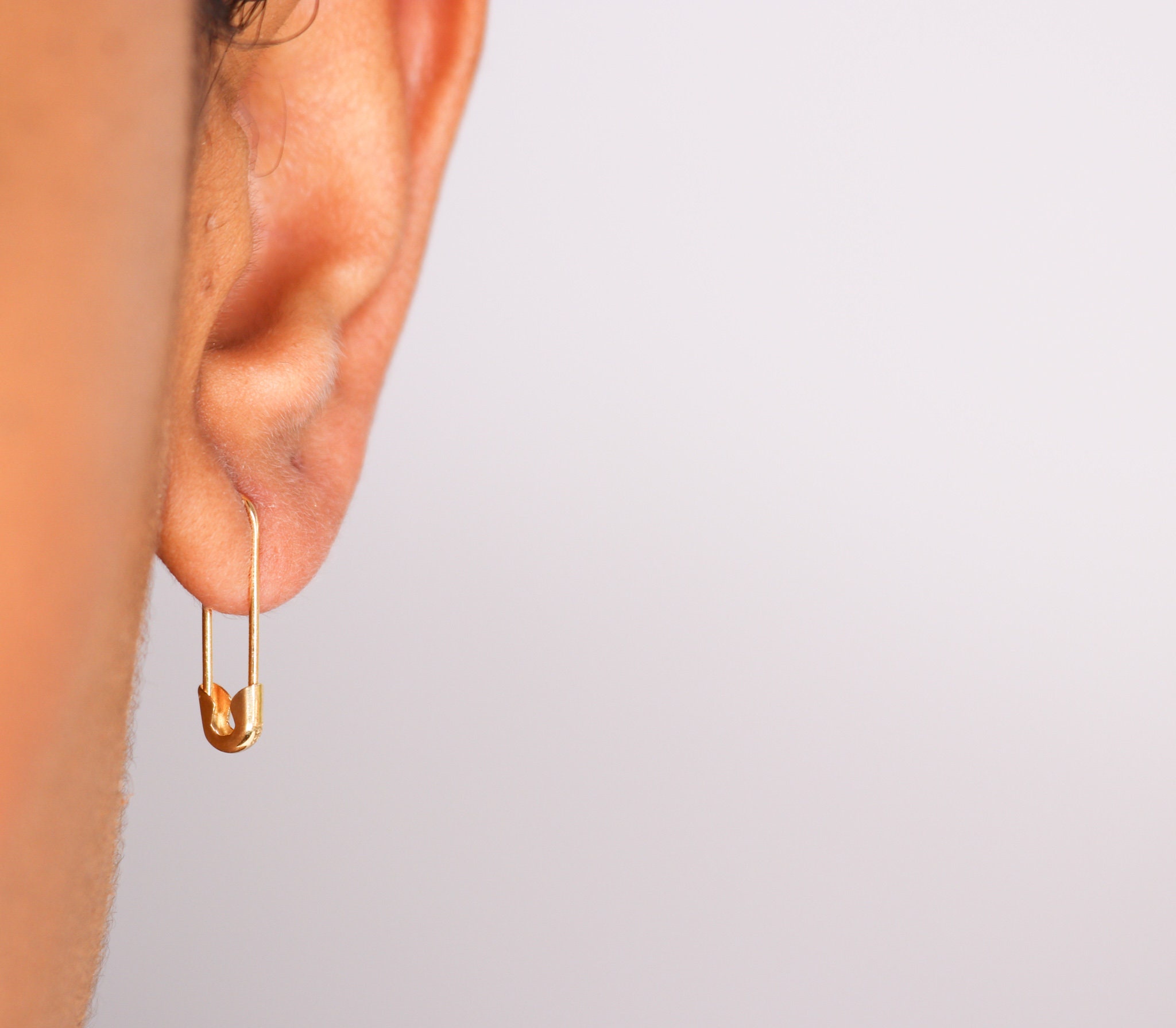 14K Gold Safety Pin Earring 3/4''inch Enamel Earring Etsy